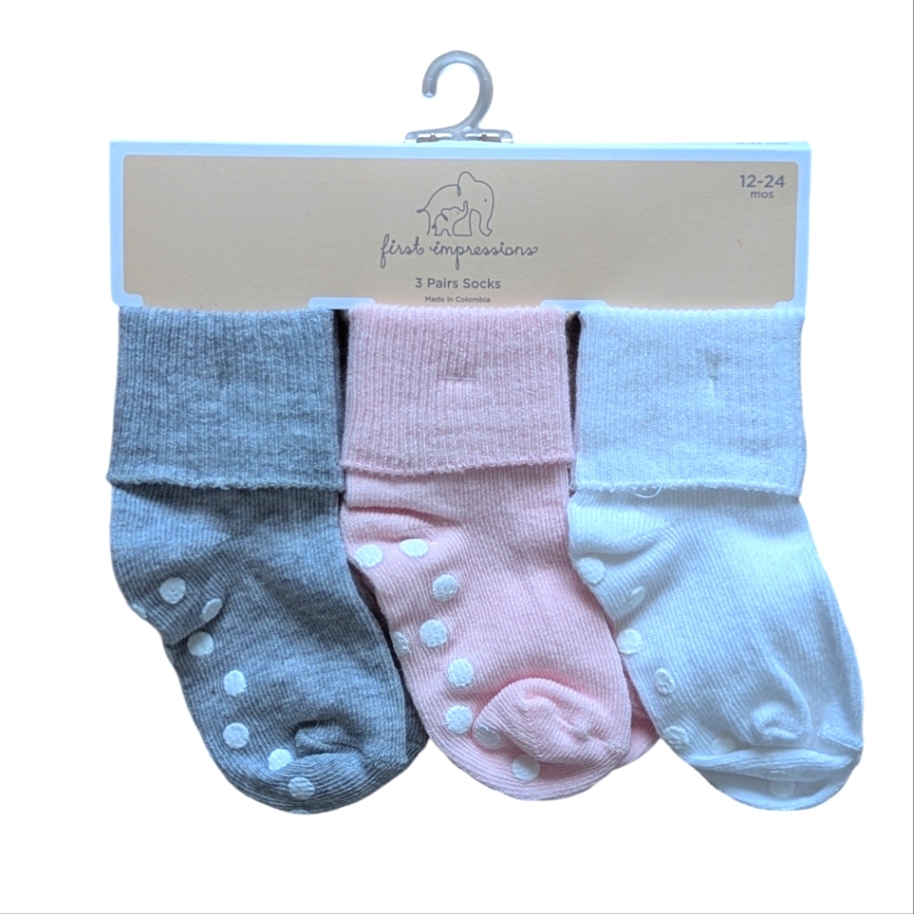 NWT! First Impressions Macy Brand 3 Pairs Socks - Size 12-24M
